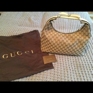 Genuine Gucci monogram medium horsebit Hobo bag